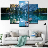 Clear Mountain Lake Outdoor Nature 5 Piece Canvas Wall Art Painting Wallpaper Poster Picture Print Photo Decor