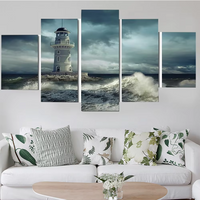 The Lighthouse Nature Scenery Wave Sky View 5 Piece Canvas Wall Art Painting Wallpaper Poster Picture Print Photo Decor