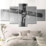 Black and White Christ Jesus Christian 5 Piece Canvas Wall Art Painting Wallpaper Poster Picture Print Photo Decor