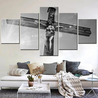 Black and White Christ Jesus Christian 5 Piece Canvas Wall Art Painting Wallpaper Poster Picture Print Photo Decor