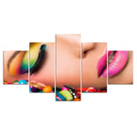 Stunning Eye And Lip Makeup Cosmetics Beauty Salon 5 Piece Canvas Wall Art Painting Wallpaper Poster Picture Print Photo Decor