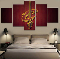 NBA Basketball Team Cleveland Cavaliers Hardwood Logo 5 Piece Canvas Wall Art Painting Wallpaper Poster Picture Print Photo Decor