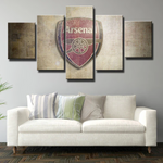 Arsenal FC Premier League Football Team Vintage Logo 5 Piece Canvas Wall Art Painting Wallpaper Poster Picture Print Photo Decor