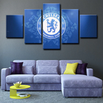 Premier League Team Chelsea FC Football Club Logo 5 Piece Canvas Wall Art Painting Wallpaper Poster Picture Print Photo Decor