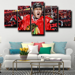 Marian Hossa Celebration NHL Chicago Blackhawks Right Wing 5 Piece Canvas Wall Art Painting Wallpaper Poster Picture Print Photo Decor