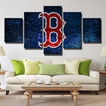 Boston Red Sox MLB Baseball Sports Team Logo 5 Piece Canvas Wall Art Painting Wallpaper Poster Picture Print Photo Decor
