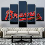 MLB Baseball Team Atlanta Braves Neon Sign Logo 5 Piece Canvas Wall Art Painting Wallpaper Poster Picture Print Photo Decor