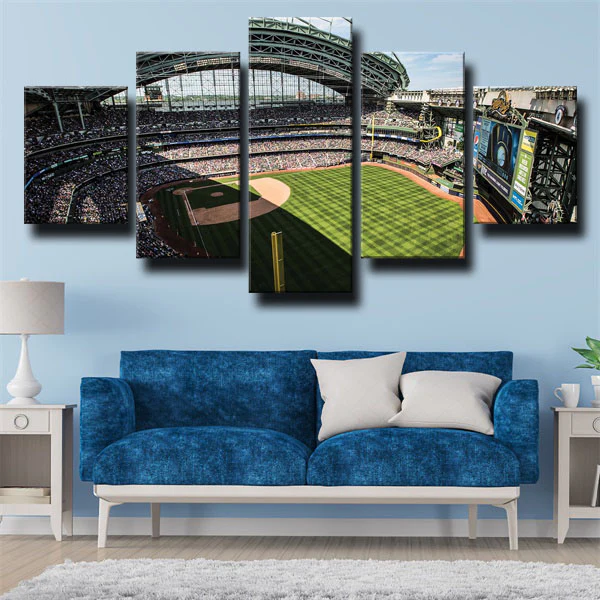 Milwaukee Brewers MLB Baseball Stadium 5 Piece Canvas Wall Art Painting Wallpaper Poster Picture Print Photo Decor