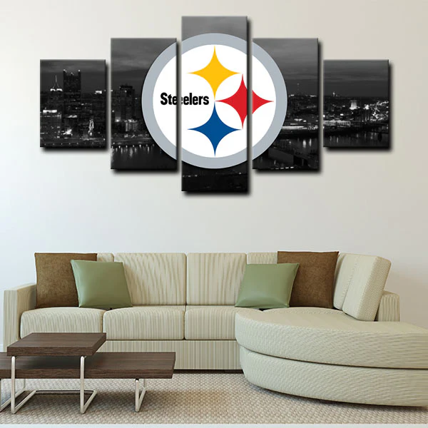 Pittsburgh Steelers Logo NFL Football Team Sports 5 Piece Canvas Wall Art Painting Wallpaper Poster Picture Print Photo Decor