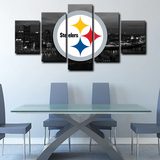 Pittsburgh Steelers Logo NFL Football Team Sports 5 Piece Canvas Wall Art Painting Wallpaper Poster Picture Print Photo Decor