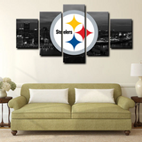 Pittsburgh Steelers Logo NFL Football Team Sports 5 Piece Canvas Wall Art Painting Wallpaper Poster Picture Print Photo Decor