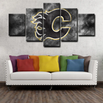 Calgary Flames Logo NHL Hockey Sports Team 5 Piece Canvas Wall Art Painting Wallpaper Poster Picture Print Photo Decor