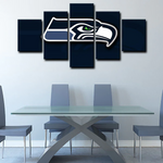 Seattle Seahawks Logo NFL Football Sports Team 5 Piece Canvas Wall Art Painting Wallpaper Poster Picture Print Photo Decor
