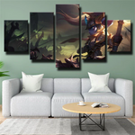 The Iron Ambassador Poppy League of Legends Gaming 5 Piece Canvas Wall Art Painting Wallpaper Poster Picture Print Photo Decor