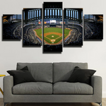 New York Yankees MLB Baseball Stadium Night View 5 Piece Canvas Wall Art Painting Wallpaper Poster Picture Print Photo Decor