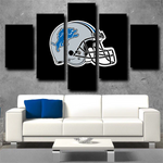 NFL Team Detroit Lions Logo Football Helmet Sports 5 Piece Canvas Wall Art Painting Wallpaper Poster Picture Print Photo Decor