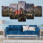 Halo Characters Battle Scene Video Game 5 Piece Canvas Wall Art Painting Wallpaper Poster Picture Print Photo Decor