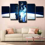 Video Game Halo Master Chief and Cortana Space 5 Piece Canvas Wall Art Painting Wallpaper Poster Picture Print Photo Decor
