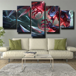 Nocturne the Eternal Nightmare League of Legends Gaming 5 Piece Canvas Wall Art Painting Wallpaper Poster Picture Print Photo Decor