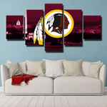 Washington Redskins NFL Team Logo Red City Edition 5 Piece Canvas Wall Art Painting Wallpaper Poster Picture Print Photo Decor