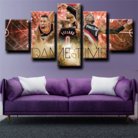 Damian Lillard Portland Trail Blazers NBA Player 5 Piece Canvas Wall Art Painting Wallpaper Poster Picture Print Photo Decor