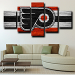 Philadelphia Flyers Grunge Logo NHL Hockey Team 5 Piece Canvas Wall Art Painting Wallpaper Poster Picture Print Photo Decor