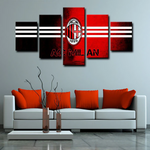 AC Milan Serie A Football Team Logo Rossoneri 5 Piece Canvas Wall Art Painting Wallpaper Poster Picture Print Photo Decor