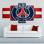 Paris Saint Germain PSG Logo French Football Team 5 Piece Canvas Wall Art Painting Wallpaper Poster Picture Print Photo Decor