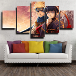 Naruto and Hinata Couple Anime Characters 5 Piece Canvas Wall Art Painting Wallpaper Poster Picture Print Photo Decor
