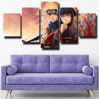 Naruto and Hinata Couple Anime Characters 5 Piece Canvas Wall Art Painting Wallpaper Poster Picture Print Photo Decor