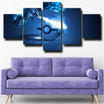 Legendary Ice Pokemon Articuno Blue 5 Piece Canvas Wall Art Painting Wallpaper Poster Picture Print Photo Decor