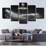 Arsenal FC Emirates Football Stadium Black and White 5 Piece Canvas Wall Art Painting Wallpaper Poster Picture Print Photo Decor