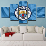 Manchester City FC Soccer Football Sports Team Logo Cloth Emblem 5 Piece Canvas Wall Art Painting Wallpaper Poster Picture Print Photo Decor