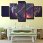 Dragon Pokemon Reshiram Legendary Anime Purple 5 Piece Canvas Wall Art Painting Wallpaper Poster Picture Print Photo Decor