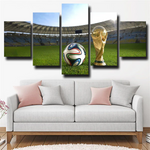 FIFA Football World Cup Soccer Ball and Trophy 5 Piece Canvas Wall Art Painting Wallpaper Poster Picture Print Photo Decor