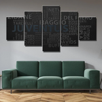 Juventus FC Black and White Word Football Legends 5 Piece Canvas Wall Art Painting Wallpaper Poster Picture Print Photo Decor
