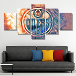 Edmonton Oilers NHL Hockey Team Logo 5 Piece Canvas Wall Art Painting Wallpaper Poster Picture Print Photo Decor