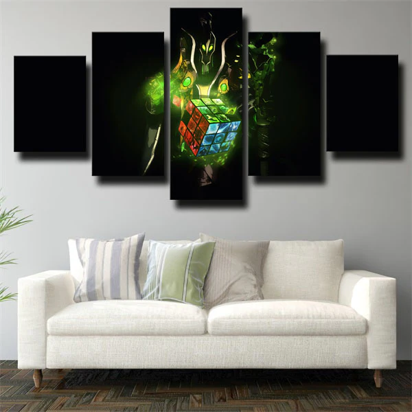 DOTA 2 Rubick Master of Spells & the Rubik's Cube 5 Piece Canvas Wall Art Painting Wallpaper Poster Picture Print Photo Decor