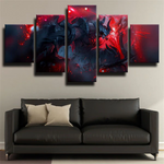 Dark and Fiery Aatrox League of Legends Character 5 Piece Canvas Wall Art Painting Wallpaper Poster Picture Print Photo Decor