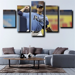 Charlie Morton MLB Baseball Pitcher Tampa Bay Rays 5 Piece Canvas Wall Art Painting Wallpaper Poster Picture Print Photo Decor
