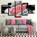 Detroit Red Wings 2015 Playoff Goal Horn Logo NHL Hockey Team 5 Piece Canvas Wall Art Painting Wallpaper Poster Picture Print Photo Decor