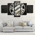 FC Bayern Munich Bundesliga Football Team Logo 5 Piece Canvas Wall Art Painting Wallpaper Poster Picture Print Photo Decor