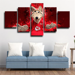 Kansas City Chiefs Wolf Mascot NFL Football Team 5 Piece Canvas Wall Art Painting Wallpaper Poster Picture Print Photo Decor