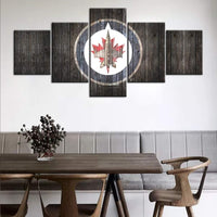 Winnipeg Jets Wooden Logo NHL hockey Sports Team 5 Piece Canvas Wall Art Painting Wallpaper Poster Picture Print Photo Decor