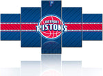 Detroit Pistons NBA Basketball Sports Logo 5 Piece Canvas Wall Art Painting Wallpaper Poster Picture Print Photo Decor