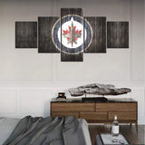 Winnipeg Jets Wooden Logo NHL hockey Sports Team 5 Piece Canvas Wall Art Painting Wallpaper Poster Picture Print Photo Decor