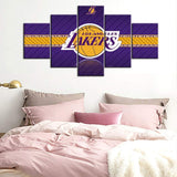 NBA Basketball Team Los Angeles Lakers Logo 5 Piece Canvas Wall Art Painting Wallpaper Poster Picture Print Photo Decor
