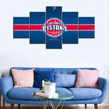 Detroit Pistons NBA Basketball Sports Logo 5 Piece Canvas Wall Art Painting Wallpaper Poster Picture Print Photo Decor