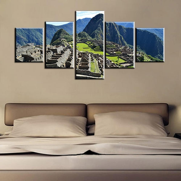 Machu Picchu Peru Inca 5 Piece Canvas Wall Art Painting Wallpaper Poster Picture Print Photo Decor