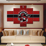 Toronto Raptors Retro Logo NBA Basketball Team 5 Piece Canvas Wall Art Painting Wallpaper Poster Picture Print Photo Decor